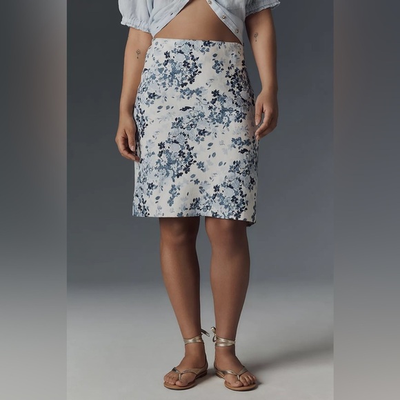 NWT! Anthropologie Tilda Knee-Length Slip Skirt: Linen Edition - Size Medium 🍟 - Picture 6 of 10